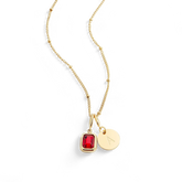 Baguette Birthstone & Initial Necklace