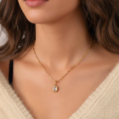 Baguette Birthstone Necklace