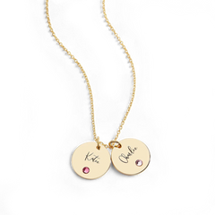 Birthstone Disc Name Necklace