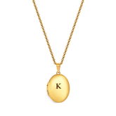 Engraved Oval Photo Locket Necklace