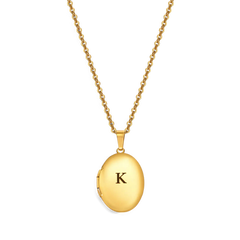 Engraved Oval Photo Locket Necklace