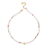Gemstone and Pearl Initial Necklace