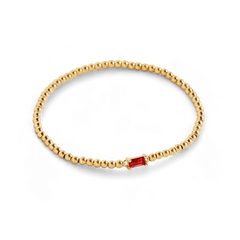 Gold Beaded Birthstone Bracelet