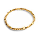 Gold Beaded Bracelet with Heart Initial