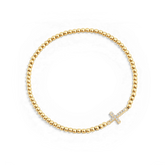 Gold Beaded Cross Stretch Bracelet
