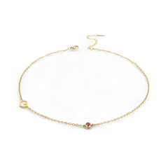 Initial Necklace with Birthstone Accent