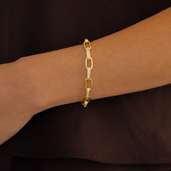 Interlinked Diamond Paperclip Bracelet