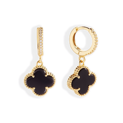 Pave Clover Drop Earrings