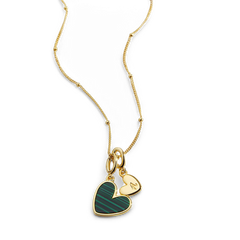 Malachite Heart Initial Necklace