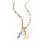 Minimalist Initial Necklace with Birthstone Charm