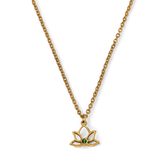 Mini Lotus Birthstone Pendant Necklace