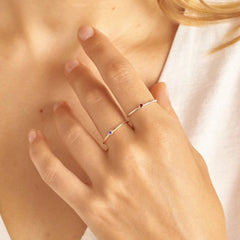 Minimalist Bezel-Set May Birthstone Stacking Band