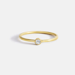 Minimalist Bezel-Set April Birthstone Stacking Band