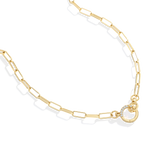 Pave Mint Paperclip Necklace
