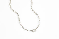Mint Paperclip Textured Necklace