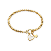 Mint Beaded Bracelet with Mother Of Pearl Initial Heart Charm