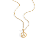 Mother of Pearl Disc Letter Necklace with Twist Chain
