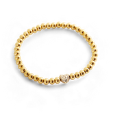 Pave Heart Gold Beaded Bracelet