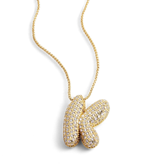 Pave Bubble Initial Necklace