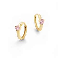 Solitaire Birthstone Huggie Hoop Earrings
