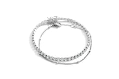Tennis Bracelet and Satellite Chain Bracelet Bundle
