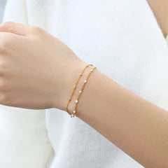 Dainty Double Chain Beaded Bracelet