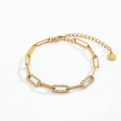Dainty Pave Paperclip Chain Bracelet