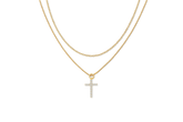 Dainty Cable Necklace with Pave Cross Chain Necklace Stacking Set