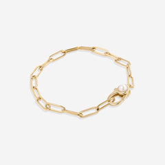 Paperclip Bracelet with Pearl Accent