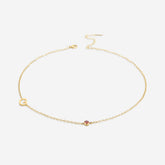 Initial Necklace with Birthstone Accent