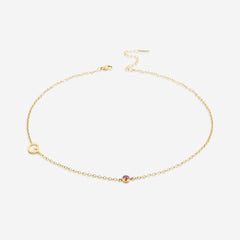 Initial Necklace with Birthstone Accent