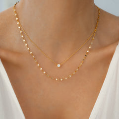 Classic Bezel Necklace and Petal Chain Set