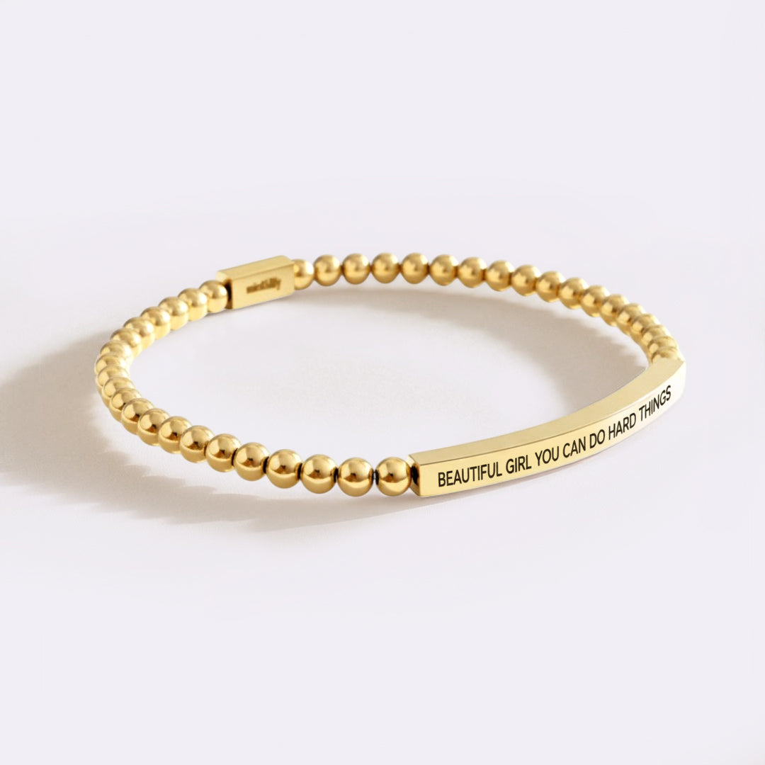 Beautiful Girl You Can Do Hard Things Beaded Inspire Bracelet
