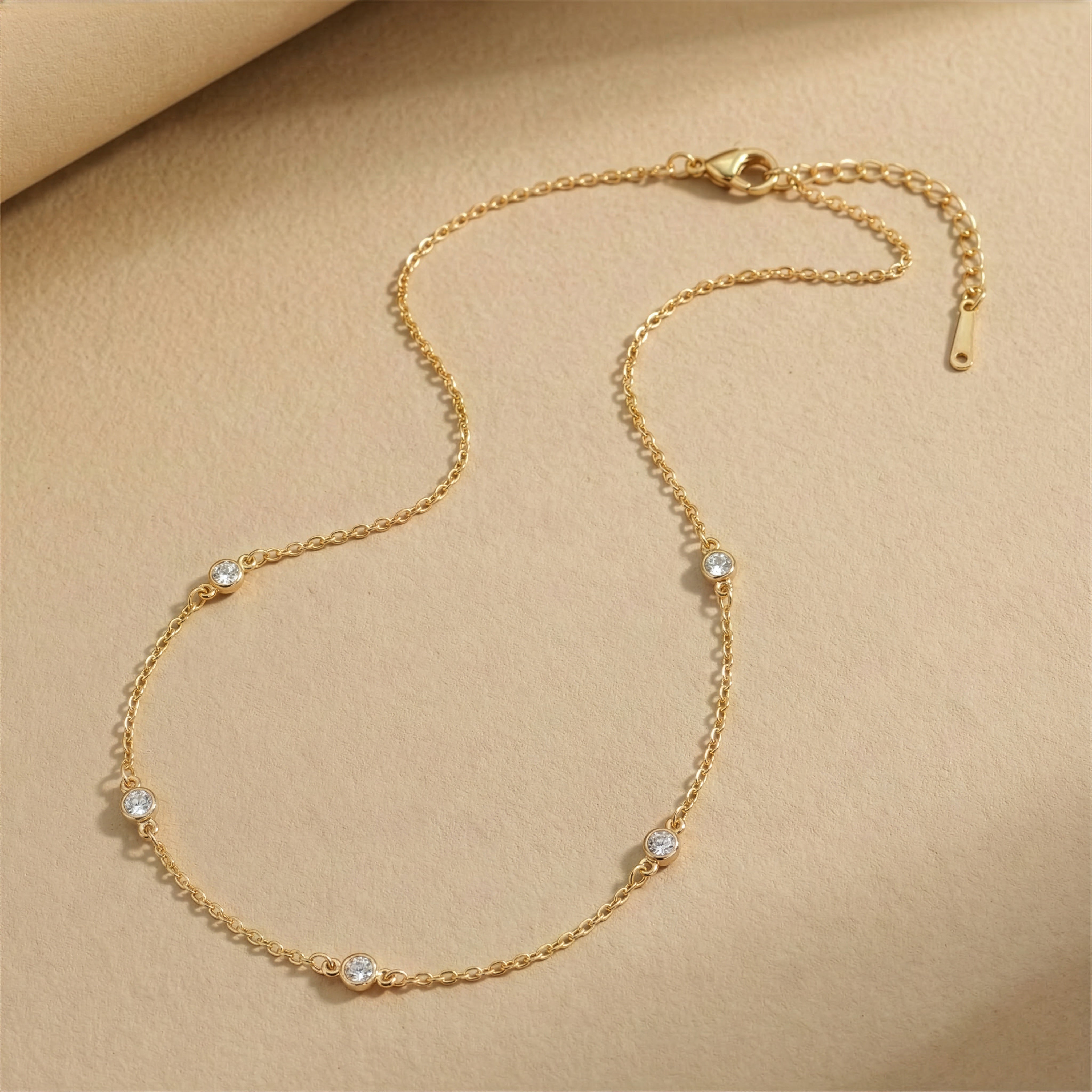 Dainty Crystal Station Necklace