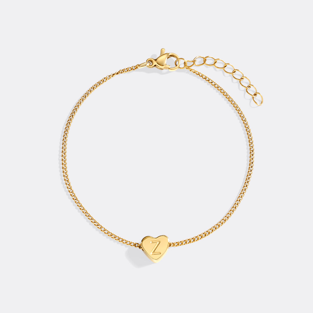 Dainty Initial Heart Bracelet