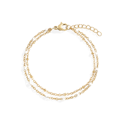 Dainty Double Chain Beaded Bracelet