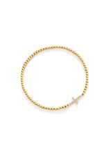 Gold Beaded Cross Stretch Bracelet