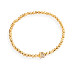 Gold Beaded Block Initial Bracelet