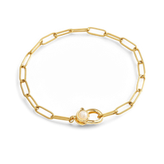 Paperclip Bracelet with Pearl Accent
