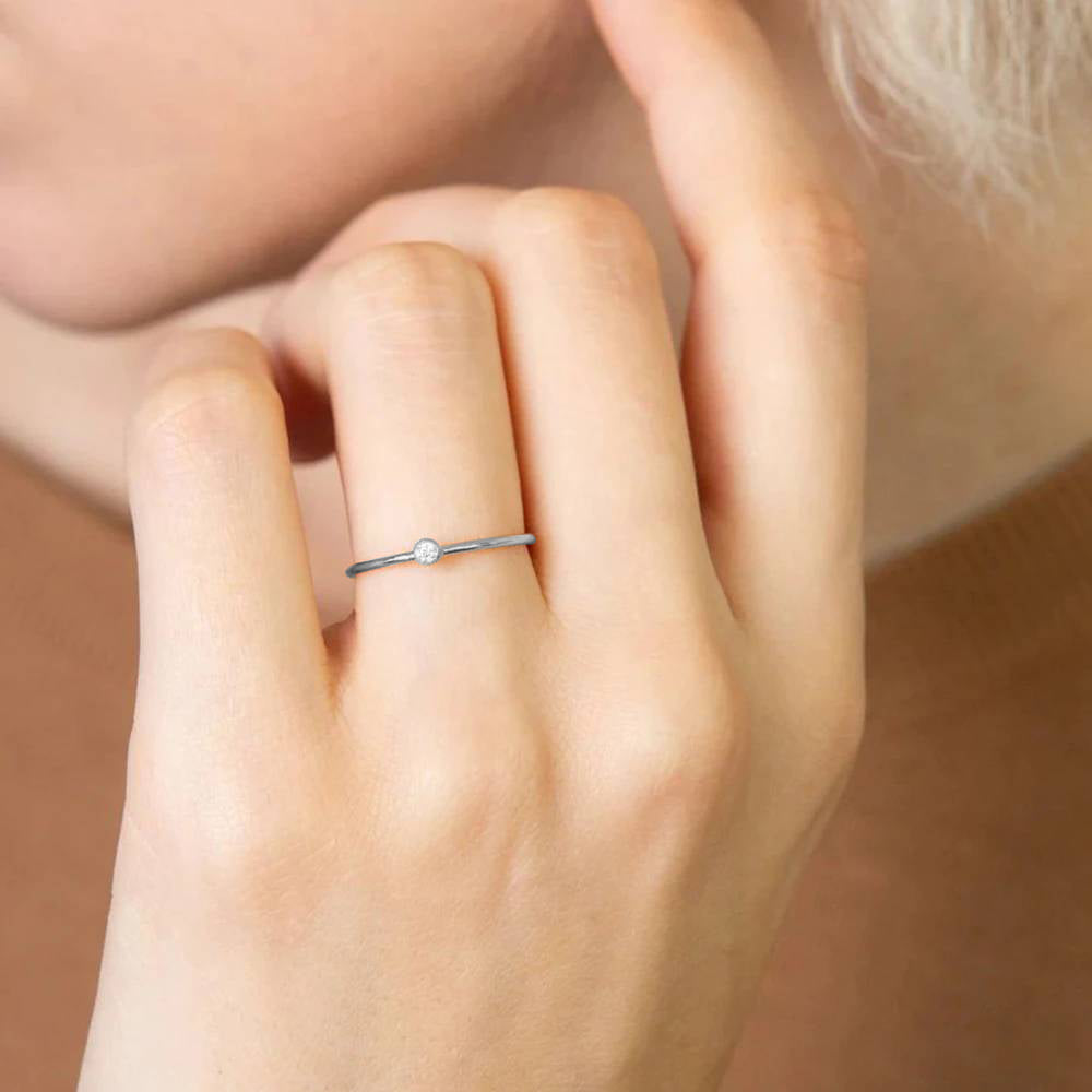 Minimalist Bezel-Set September Birthstone Stacking Band