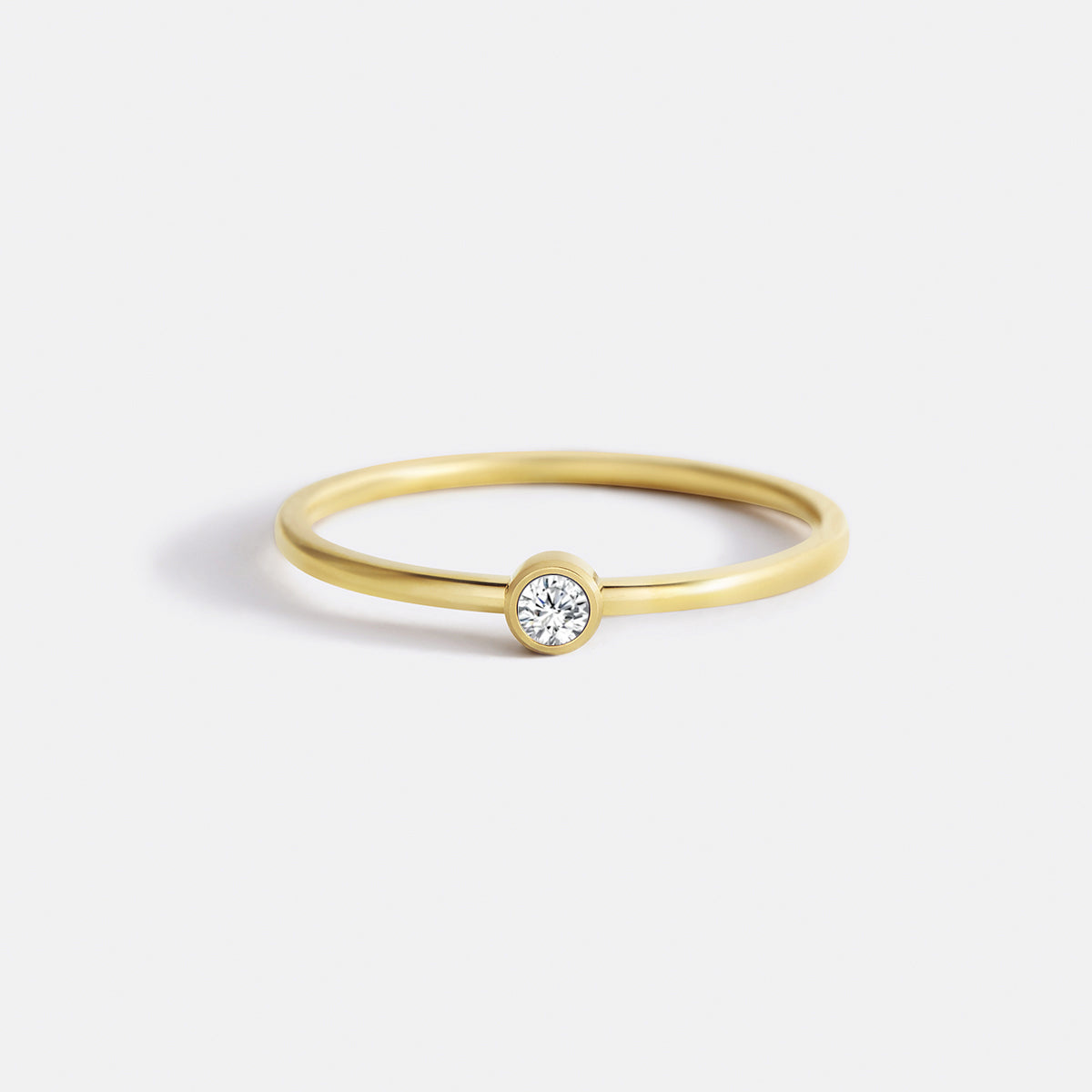 Minimalist Bezel-Set April Birthstone Stacking Band