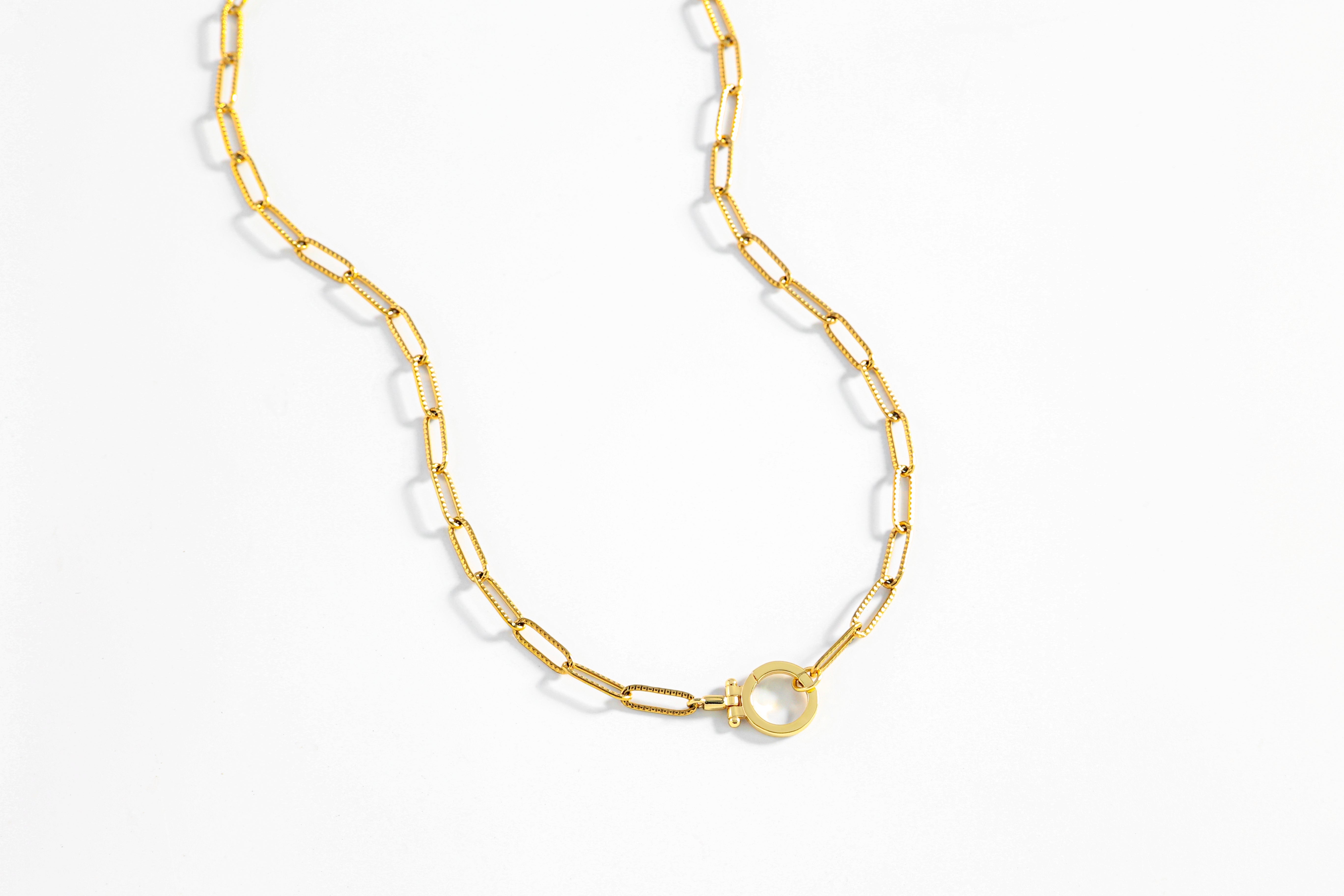 Mint Paperclip Textured Necklace