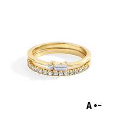 Morse Code and Micro Pave Eternity Ring Stacking Set