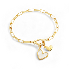 Mother Of Pearl Initial Heart Charm Bracelet