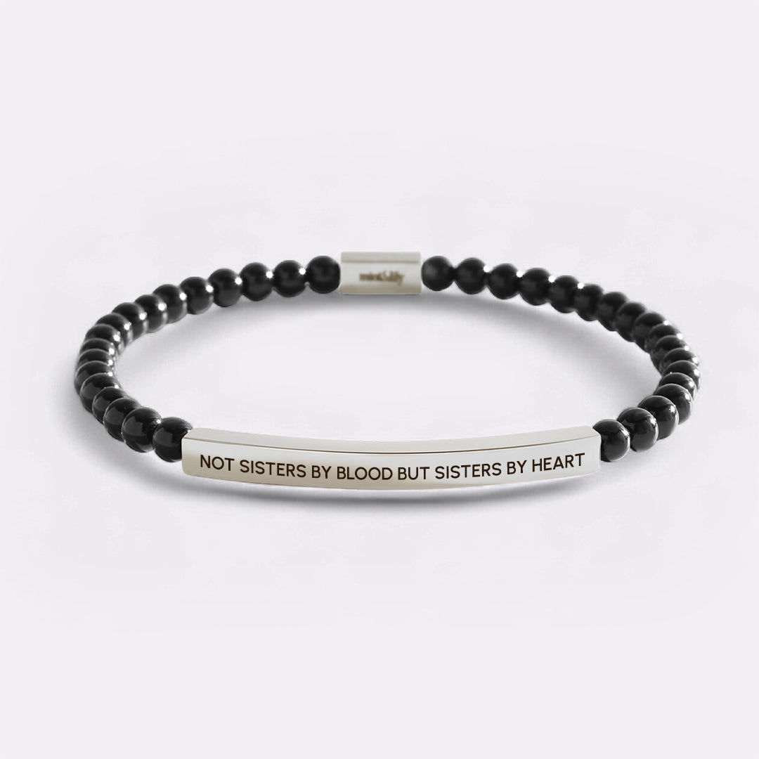 Not Sisters By Blood But Sisters By Heart Beaded Inspire Bracelet