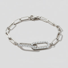 Pave Paperclip Chain Bracelet