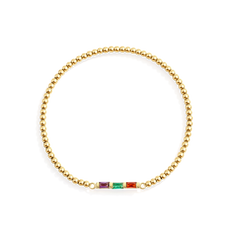Personalized Baguette Birthstone Beaded Bracelet