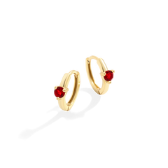 Solitaire Birthstone Huggie Hoop Earrings