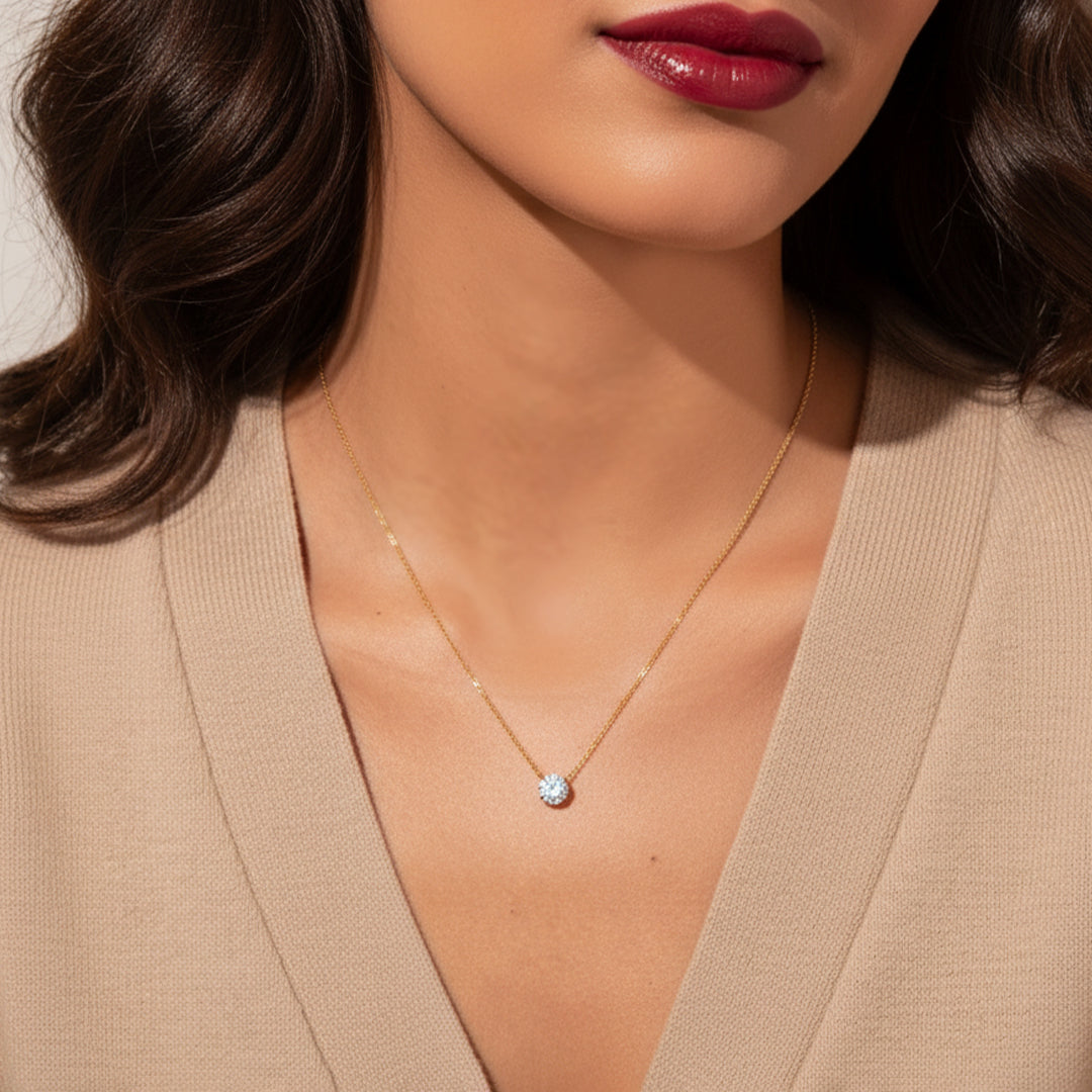 Dainty Solitaire Pendant Necklace