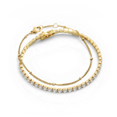 Tennis Bracelet and Satellite Chain Bracelet Bundle